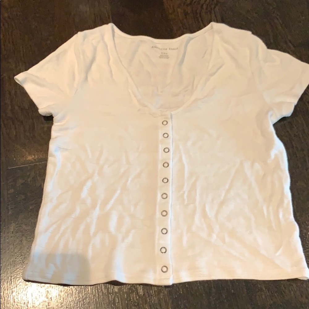White button up tee